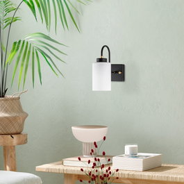 Opviq Lámpara de Pared Dorada con Tapa de Cristal